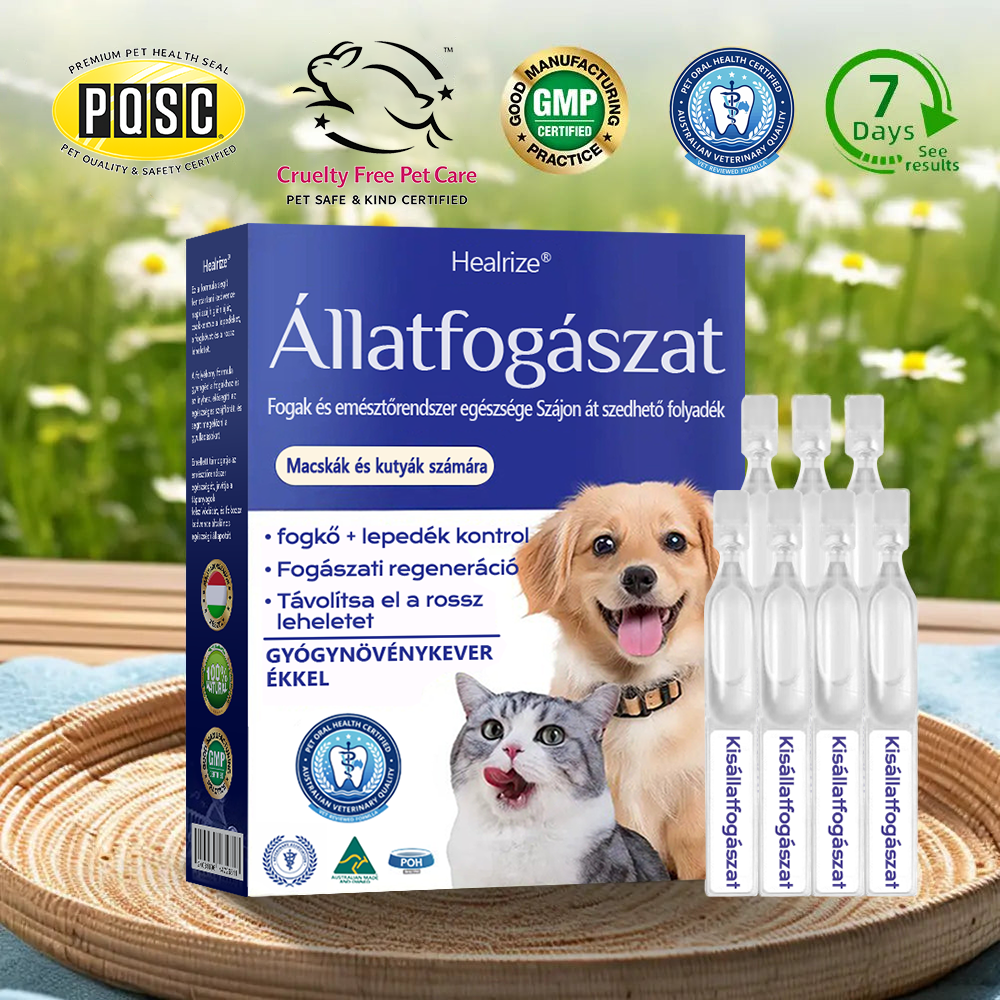 [🇭🇺 Hivatalos Áruház] 🐰Healrize® Állati Fogászati és Emésztési Egészséget Támogató Orális Folyadék – Friss lehelet, fogkő eltávolítása és ínyregeneráció támogatása, a fogak stabilizálása (macskáknak és kutyáknak) – Ma 70% kedvezmény!