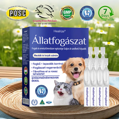 [🇭🇺 Hivatalos Áruház] 🐰Healrize® Állati Fogászati és Emésztési Egészséget Támogató Orális Folyadék – Friss lehelet, fogkő eltávolítása és ínyregeneráció támogatása, a fogak stabilizálása (macskáknak és kutyáknak) – Ma 70% kedvezmény!