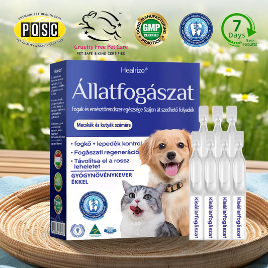 [🇭🇺 Hivatalos Áruház] 🐰Healrize® Állati Fogászati és Emésztési Egészséget Támogató Orális Folyadék – Friss lehelet, fogkő eltávolítása és ínyregeneráció támogatása, a fogak stabilizálása (macskáknak és kutyáknak) – Ma 70% kedvezmény!