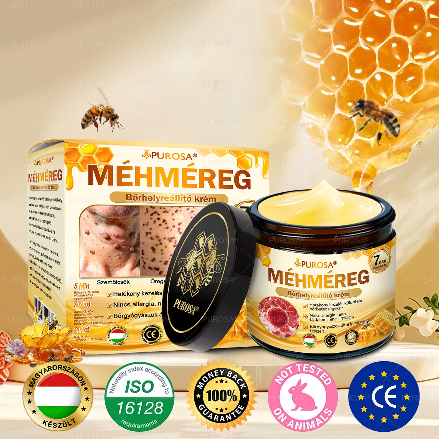 Magyarországról készült és szállított👩🏻‍⚕️✅PUROSA® Méhméreg Bőrfelújító Krém 🔥 UTOLSÓ NAP – 80% KEDVEZMÉNY🔥