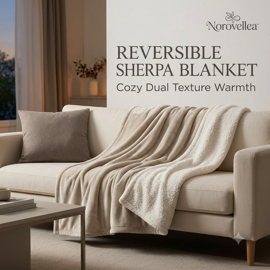 Norovellea™ Reversible Fleece & Sherpa Sofa Blanket