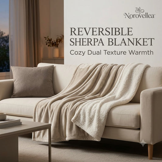Norovellea™ Reversible Fleece & Sherpa Sofa Blanket