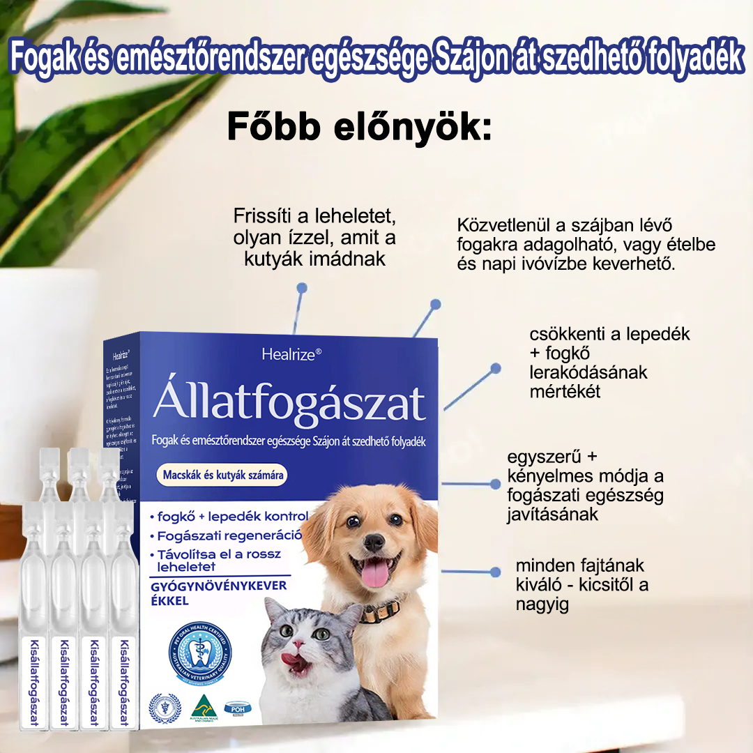 [🇭🇺 Hivatalos Áruház] 🐰Healrize® Állati Fogászati és Emésztési Egészséget Támogató Orális Folyadék – Friss lehelet, fogkő eltávolítása és ínyregeneráció támogatása, a fogak stabilizálása (macskáknak és kutyáknak) – Ma 70% kedvezmény!