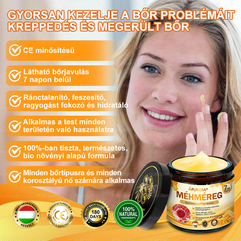 Magyarországról készült és szállított👩🏻‍⚕️✅PUROSA® Méhméreg Bőrfelújító Krém 🔥 UTOLSÓ NAP – 80% KEDVEZMÉNY🔥